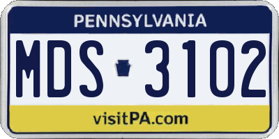 PA license plate MDS3102