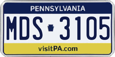 PA license plate MDS3105