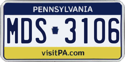 PA license plate MDS3106