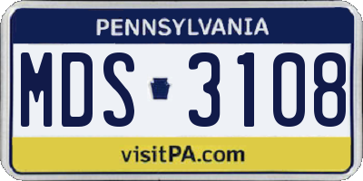 PA license plate MDS3108