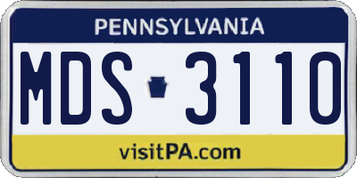 PA license plate MDS3110