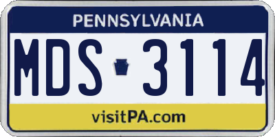 PA license plate MDS3114