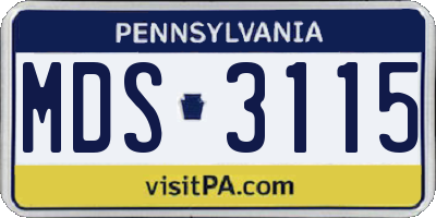 PA license plate MDS3115