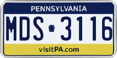 PA license plate MDS3116
