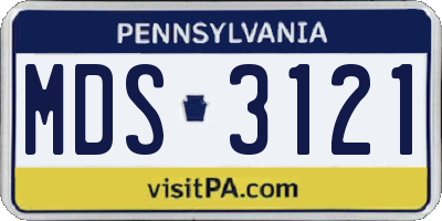PA license plate MDS3121