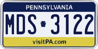PA license plate MDS3122