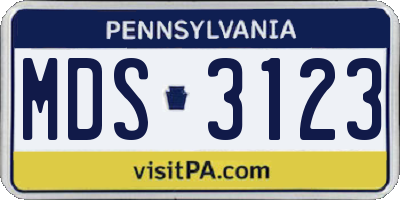 PA license plate MDS3123