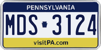 PA license plate MDS3124