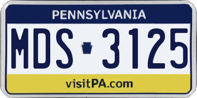 PA license plate MDS3125