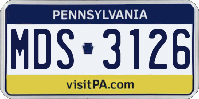 PA license plate MDS3126