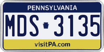 PA license plate MDS3135