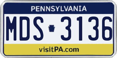 PA license plate MDS3136