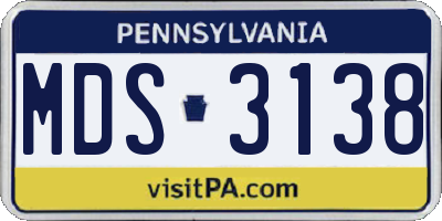 PA license plate MDS3138
