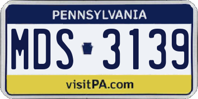 PA license plate MDS3139