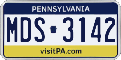 PA license plate MDS3142