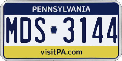 PA license plate MDS3144
