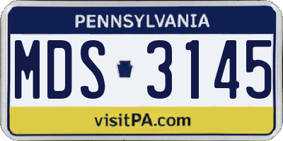 PA license plate MDS3145