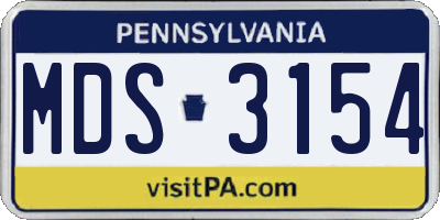 PA license plate MDS3154