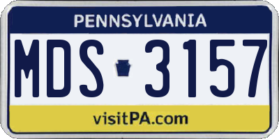 PA license plate MDS3157