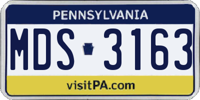 PA license plate MDS3163