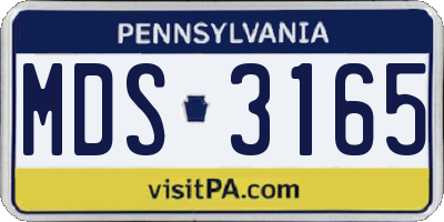 PA license plate MDS3165