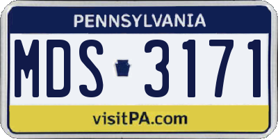 PA license plate MDS3171