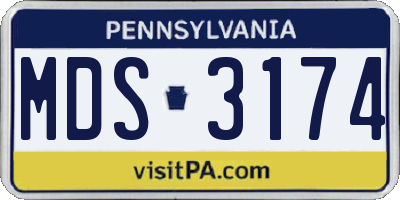 PA license plate MDS3174