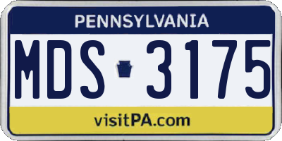 PA license plate MDS3175