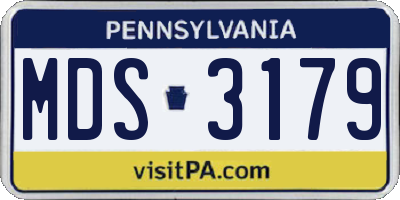 PA license plate MDS3179