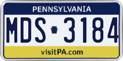 PA license plate MDS3184