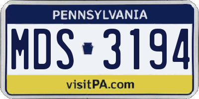 PA license plate MDS3194