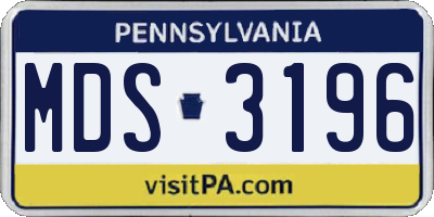 PA license plate MDS3196