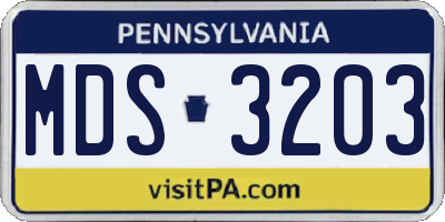 PA license plate MDS3203