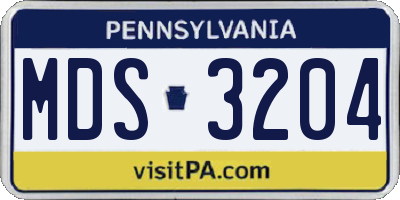 PA license plate MDS3204