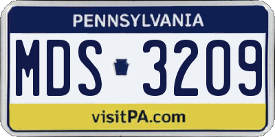 PA license plate MDS3209