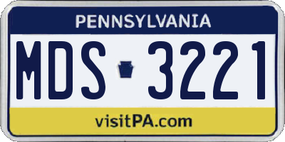 PA license plate MDS3221