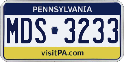 PA license plate MDS3233