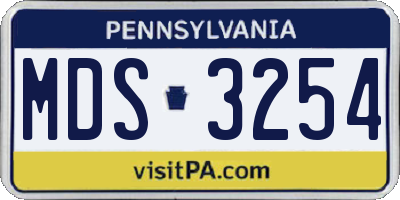 PA license plate MDS3254