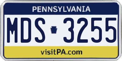 PA license plate MDS3255