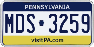 PA license plate MDS3259