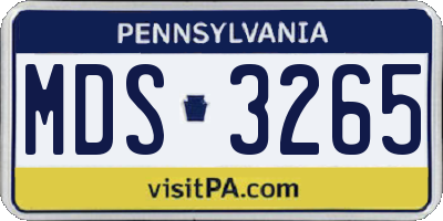 PA license plate MDS3265