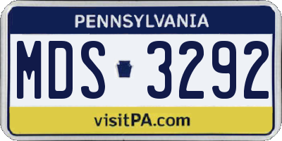 PA license plate MDS3292
