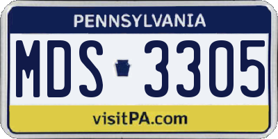 PA license plate MDS3305