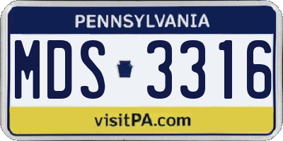 PA license plate MDS3316