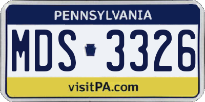 PA license plate MDS3326