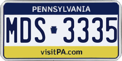 PA license plate MDS3335