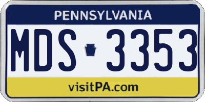 PA license plate MDS3353