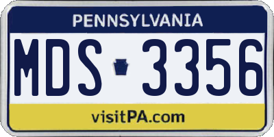 PA license plate MDS3356