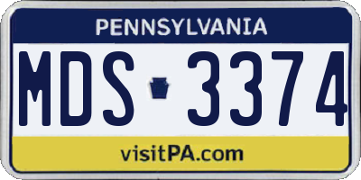 PA license plate MDS3374