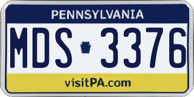 PA license plate MDS3376